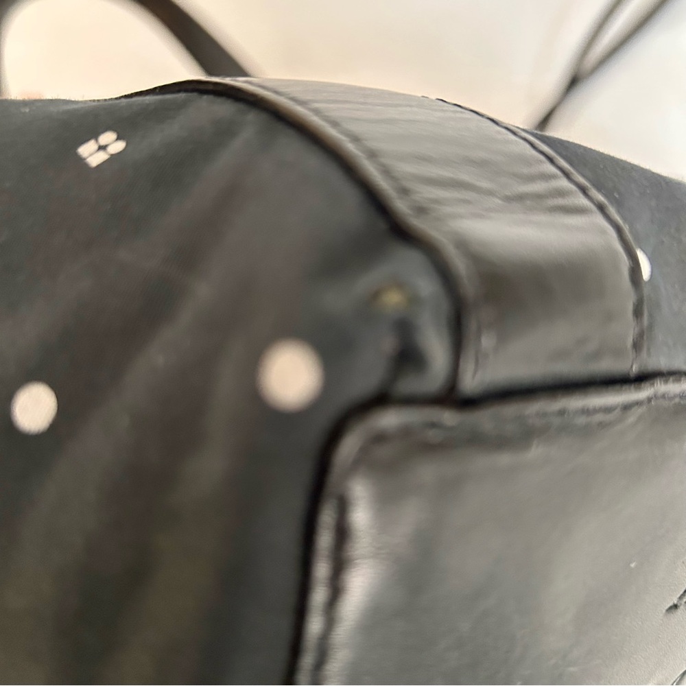 Kate Spade Vintage Black & White Polka Dot Double Handle Shoulder Bag - Picture 13 of 14